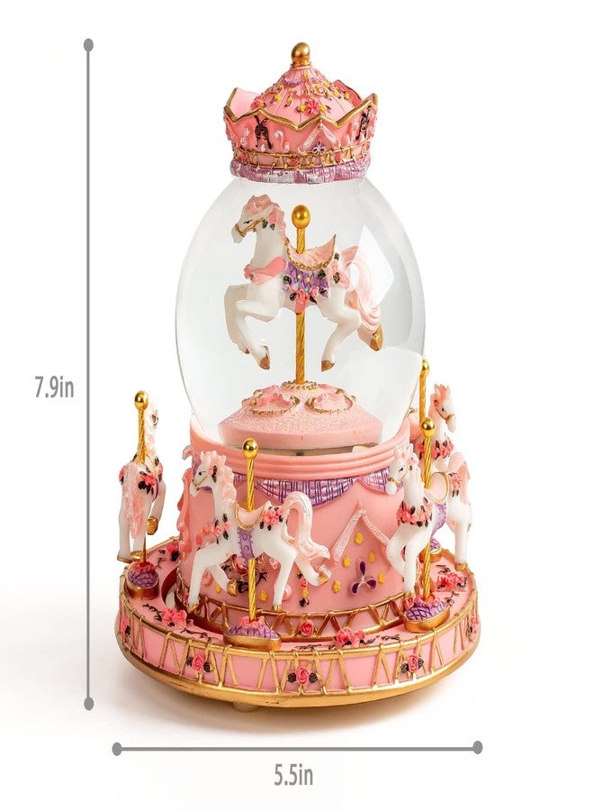 DANVON Gift Wrapped Carousel Horse Unicorn Toy Music Box Snow Globe Color Changing LED Lights for Women Kids Baby Girls Mom Daughter Granddaughter Christmas Birthday & Valentines Day Gift (Pink) - Image 5